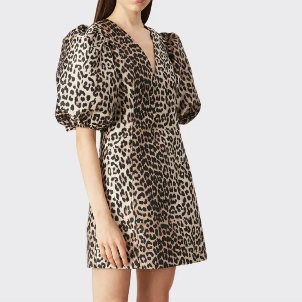 Ganni Leopard Print Mini Dress